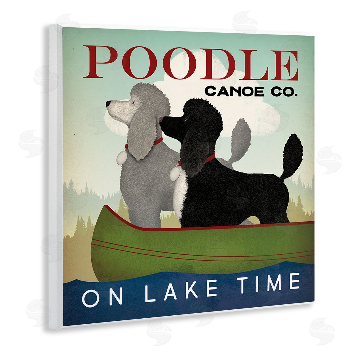 Ryan Fowler Lake Time Canoe Poodles Wooden Wall Plaque Art Print