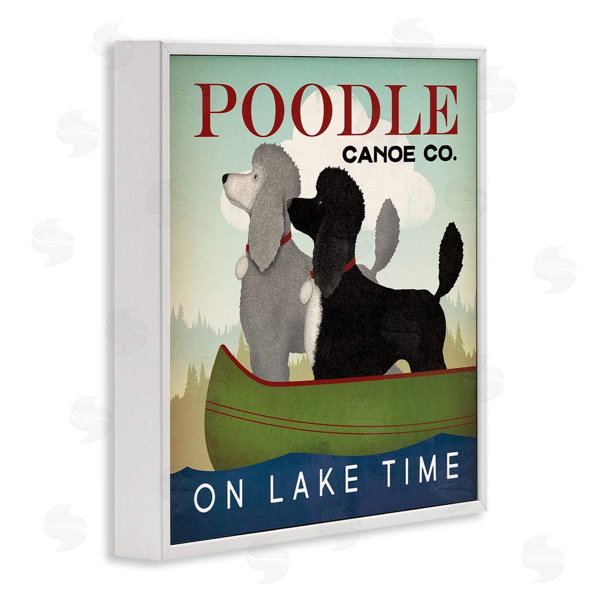 Ryan Fowler Lake Time Canoe Poodles White Framed Glicee Wall Art Print