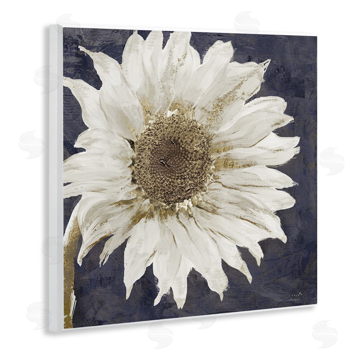 Sophie 6 Modern Distressed Daisy  Wooden Wall Plaque Art Print