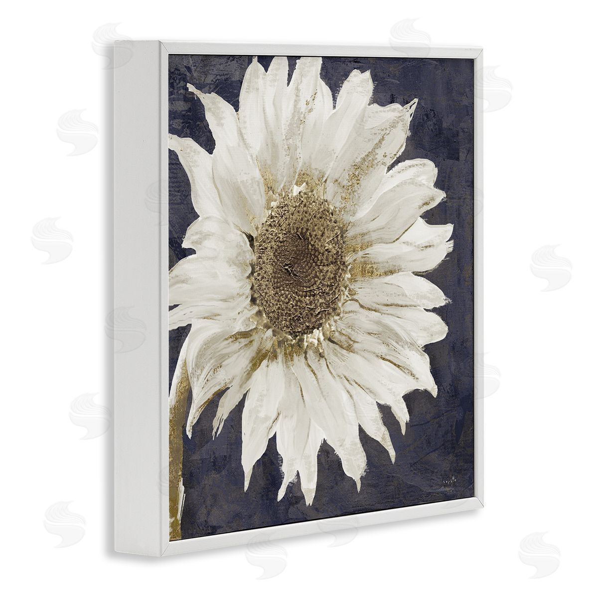 Sophie 6 Modern Distressed Daisy  White Framed Glicee Wall Art Print