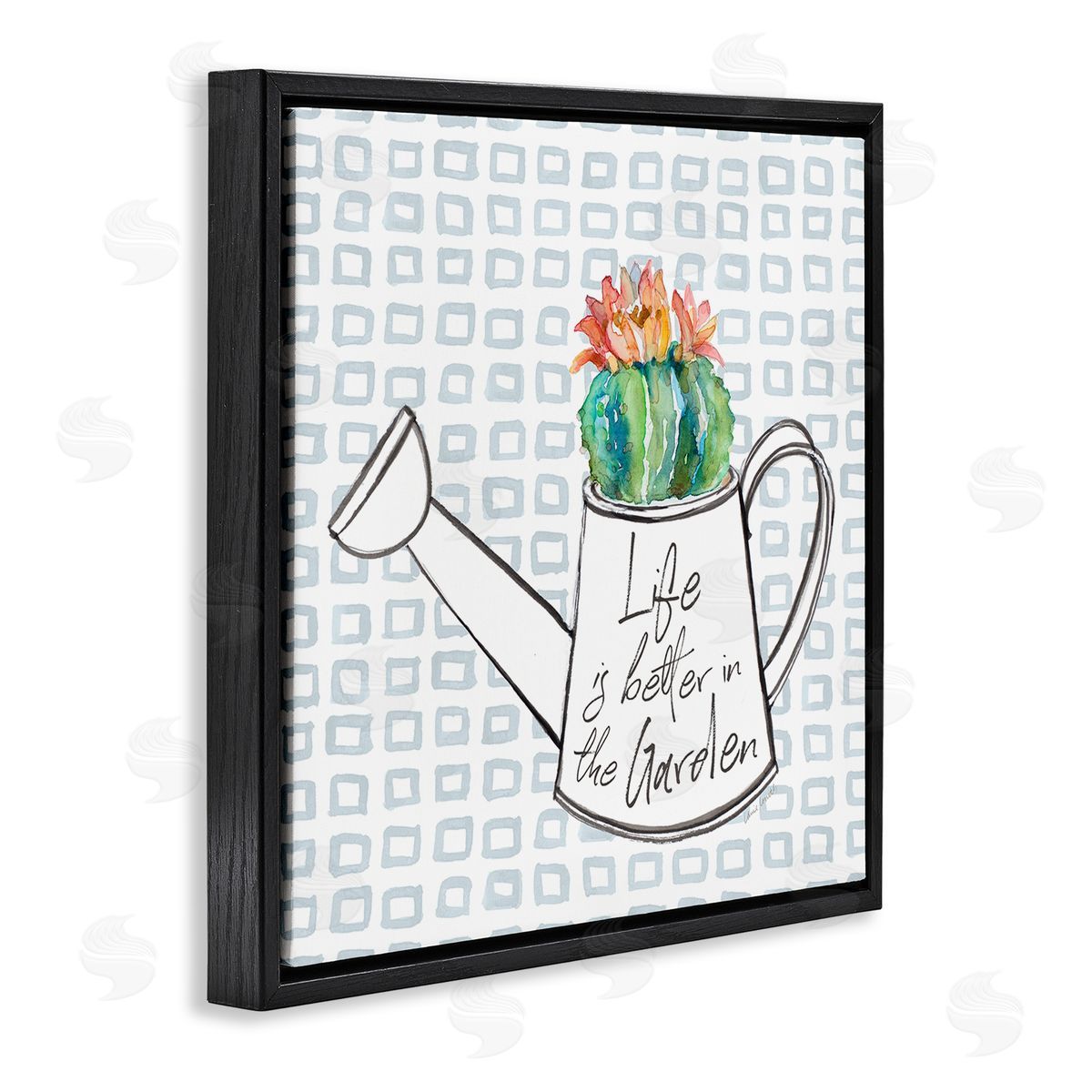 Lanie Loreth Life's Better in Garden Phrase Black Floating Frame Canvas Wall Art Print