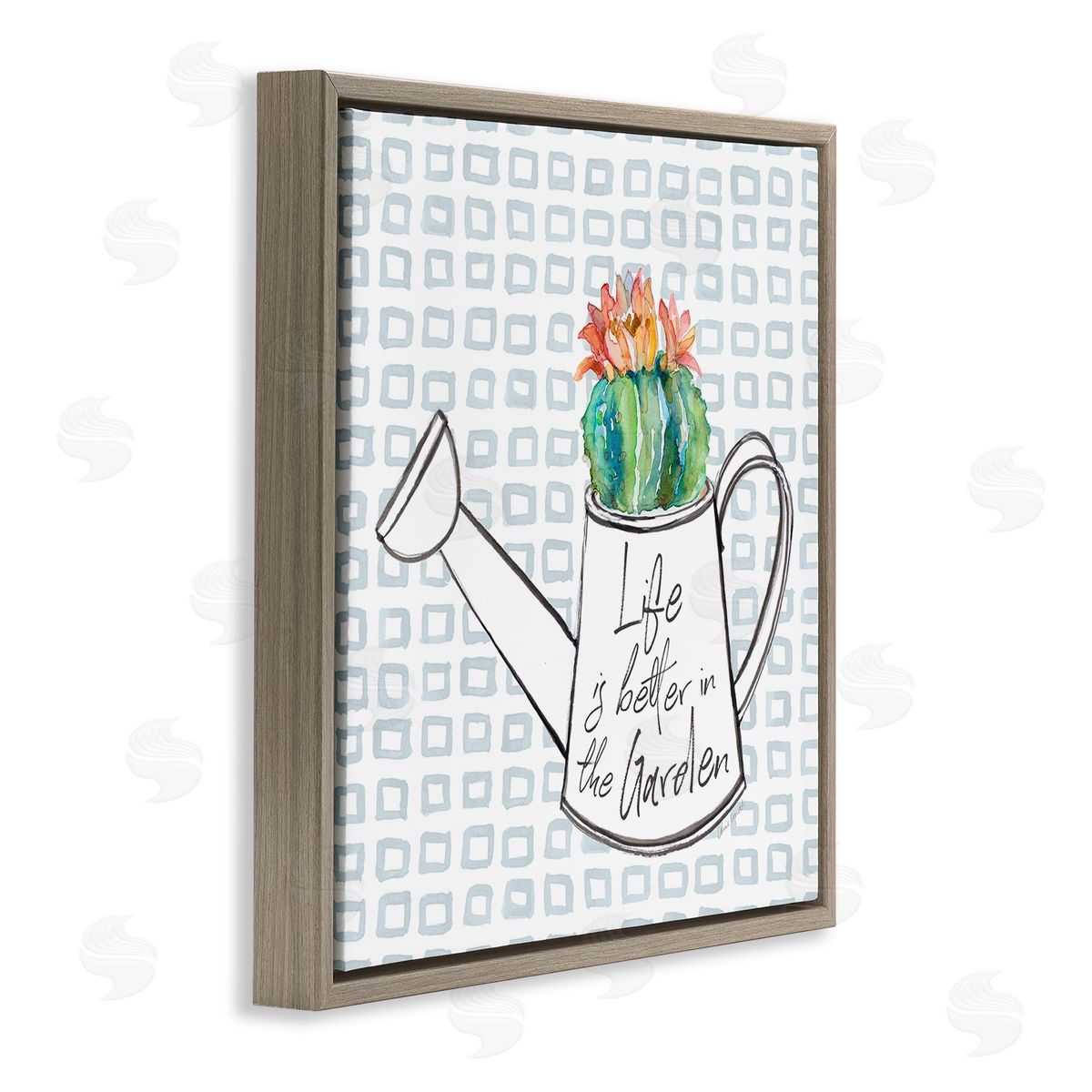 Lanie Loreth Life's Better in Garden Phrase Brown Floating Frame Canvas Wall Art Print