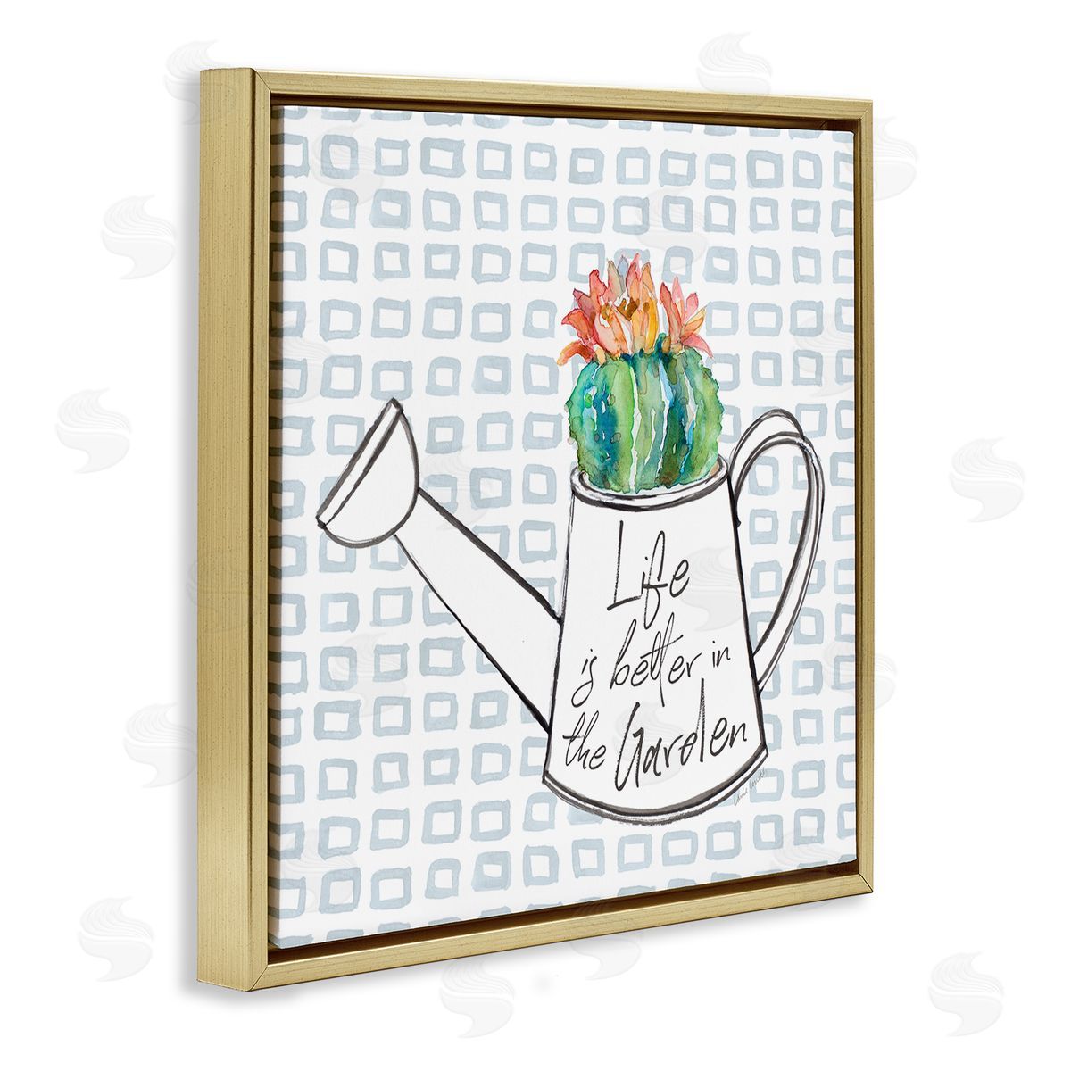Lanie Loreth Life's Better in Garden Phrase Gold Floating Frame Canvas Wall Art Print