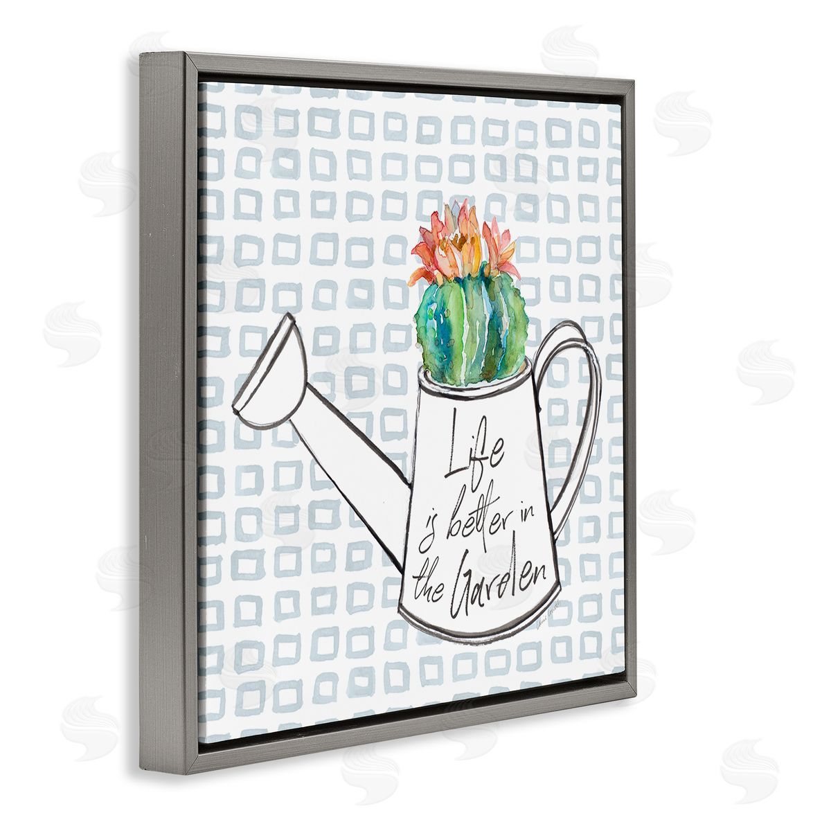 Lanie Loreth Life's Better in Garden Phrase Gray Floating Frame Canvas Wall Art Print