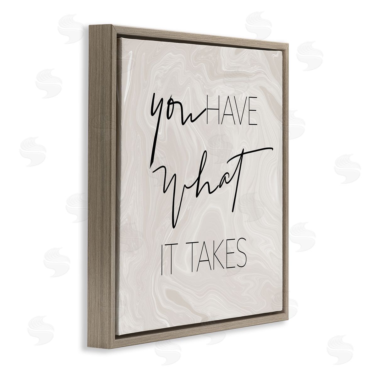 SunDance Group LLC What It Takes Motivational Phrase Brown Floating Frame Canvas Wall Art Print