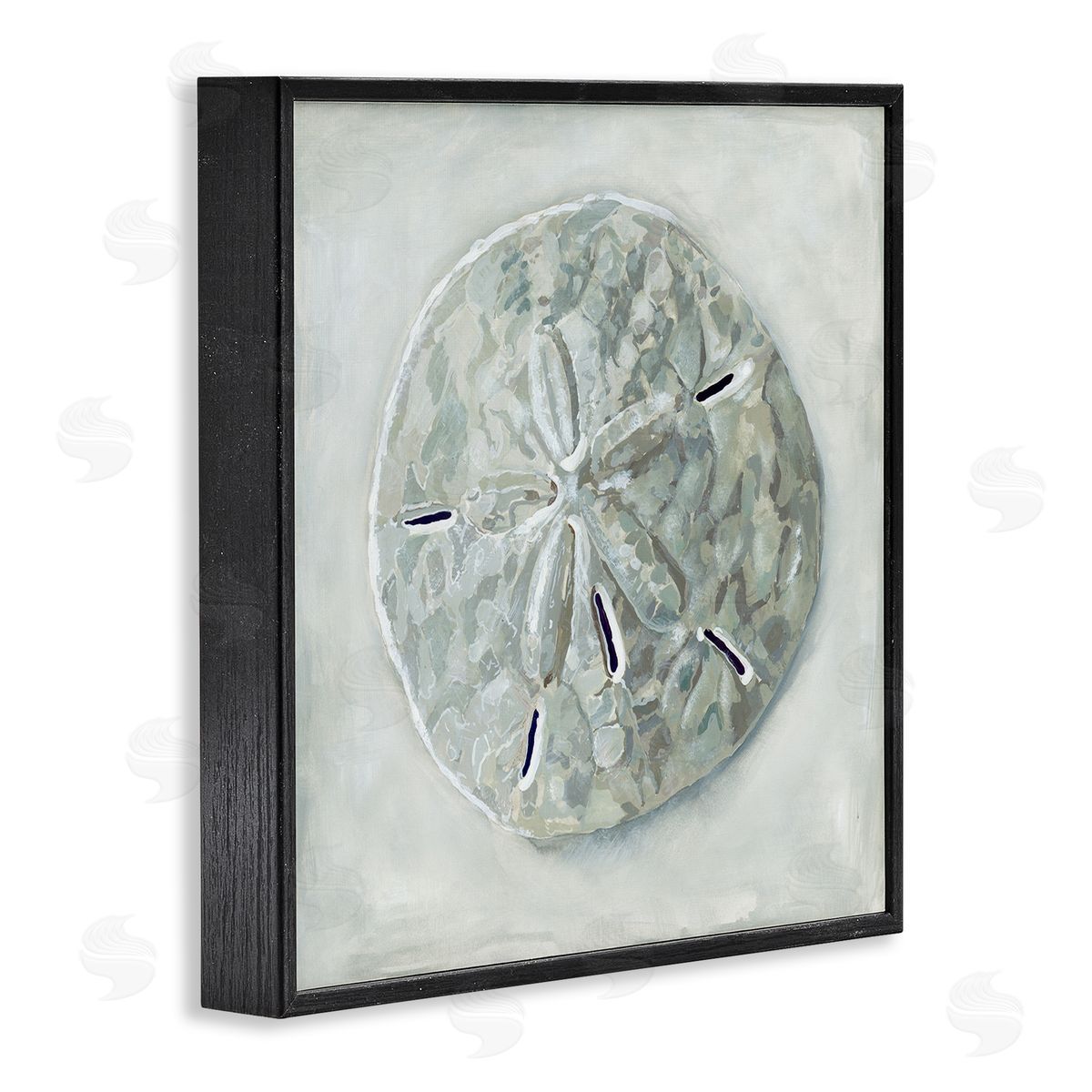 Grey Sand Dollar Seashell Black Frame Print Wall Art, Home Decor by Erica Christopher
