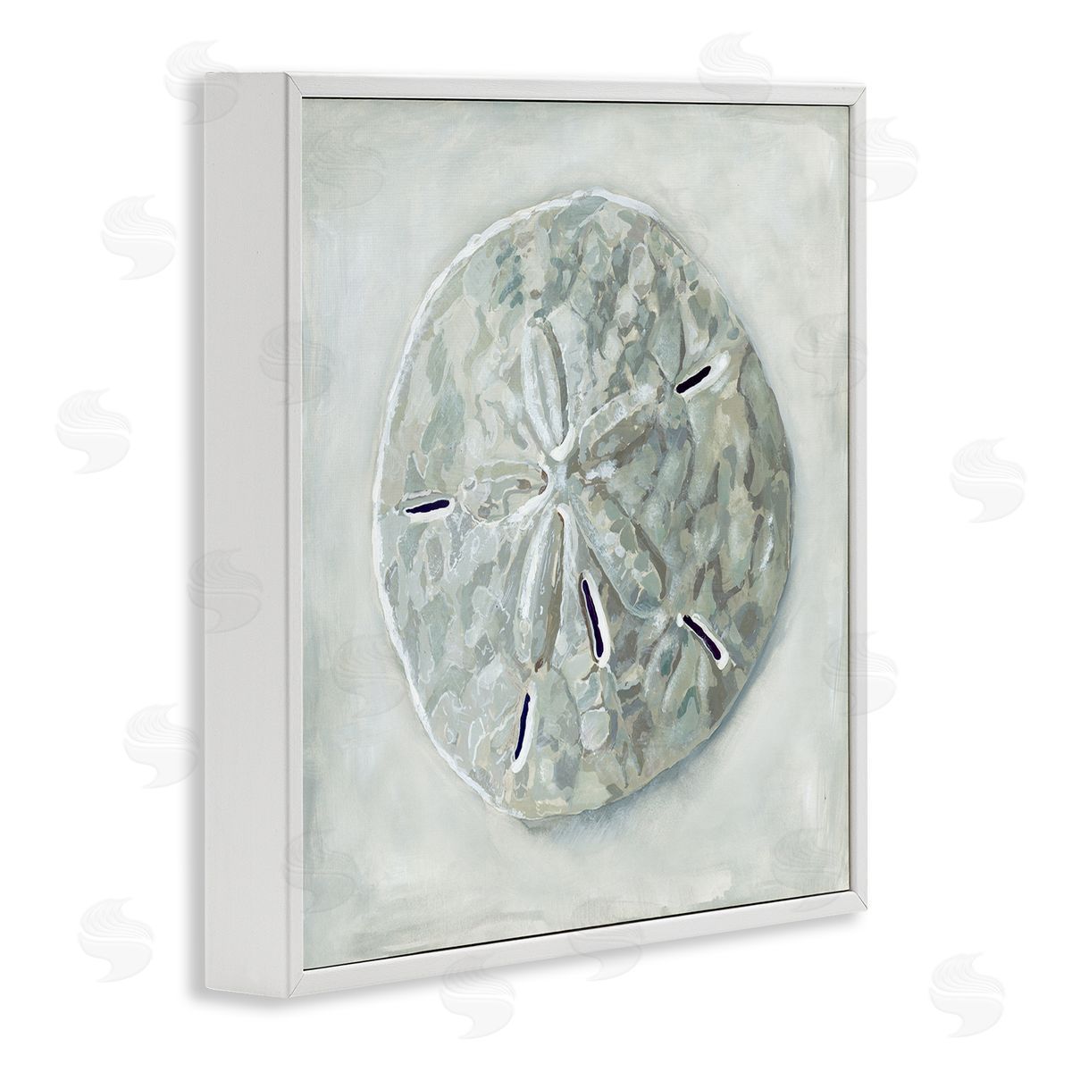 Grey Sand Dollar Seashell White Frame Print Wall Art, Home Decor by Erica Christopher