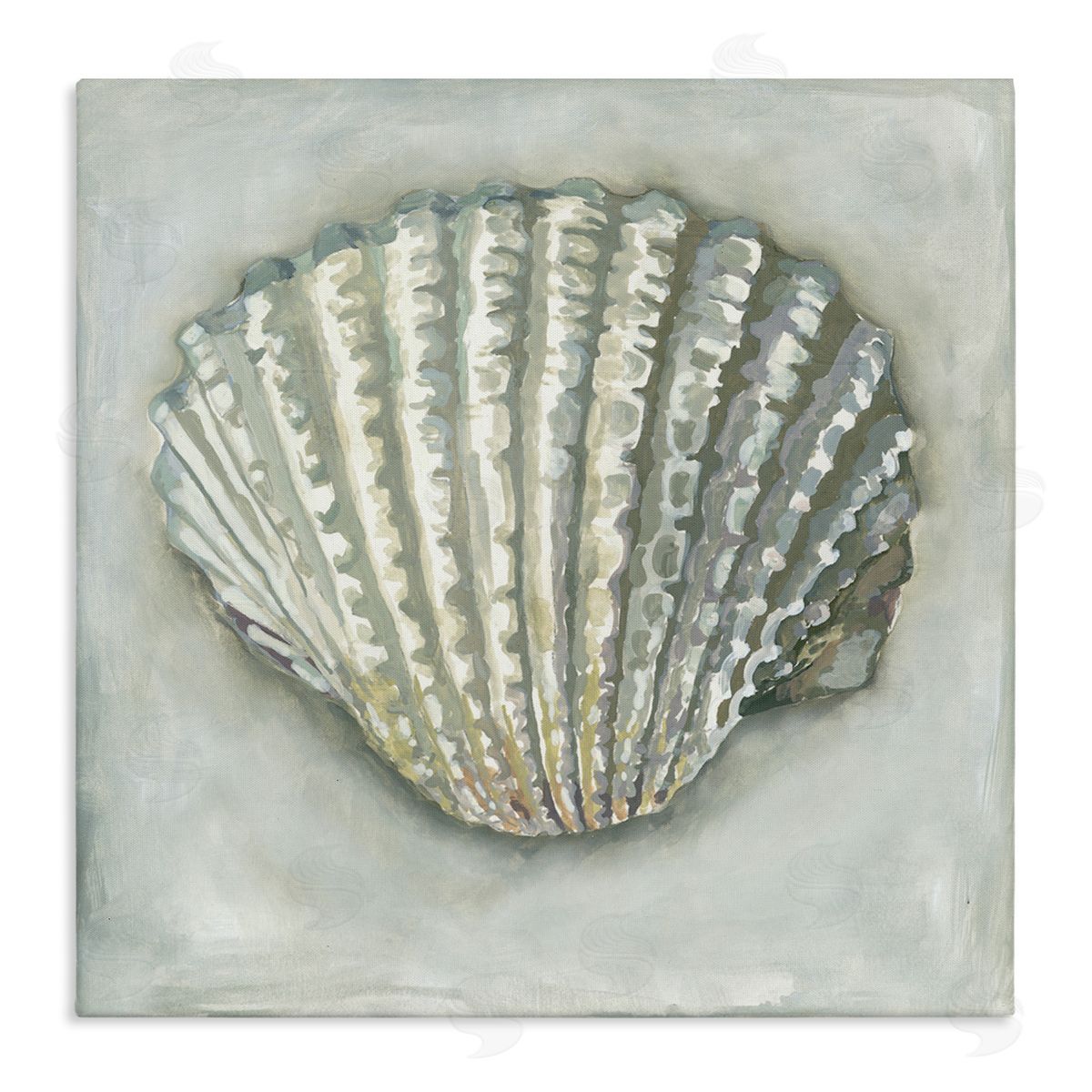 Erica Christopher Clam Shell Nautical Grey Stretched Canvas Wall Art Print