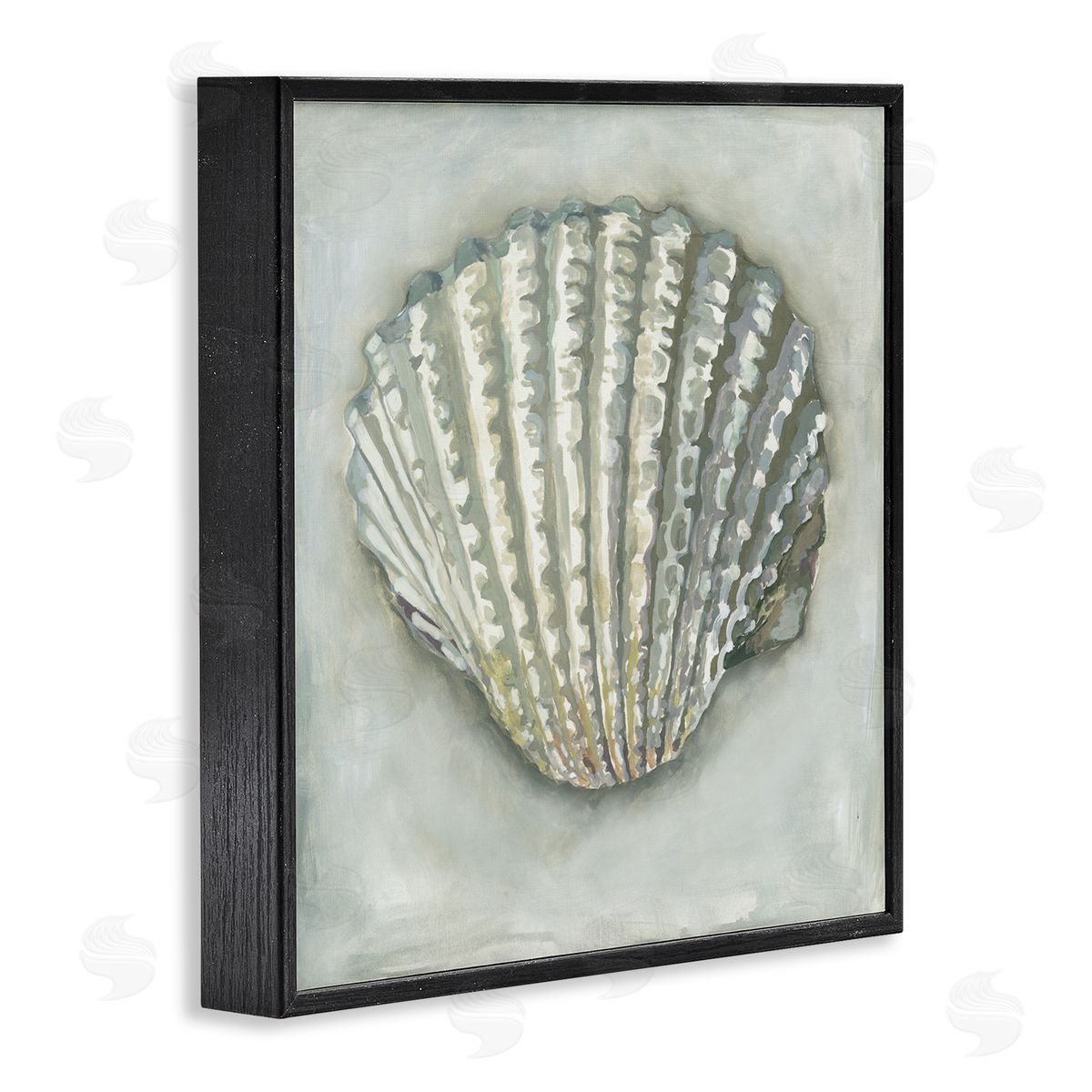 Erica Christopher Clam Shell Nautical Grey Black Framed Glicee Wall Art Print