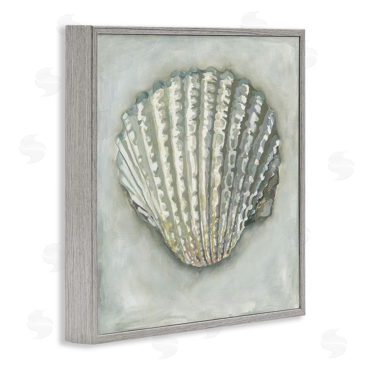 Erica Christopher Clam Shell Nautical Grey Gray Framed Glicee Wall Art Print
