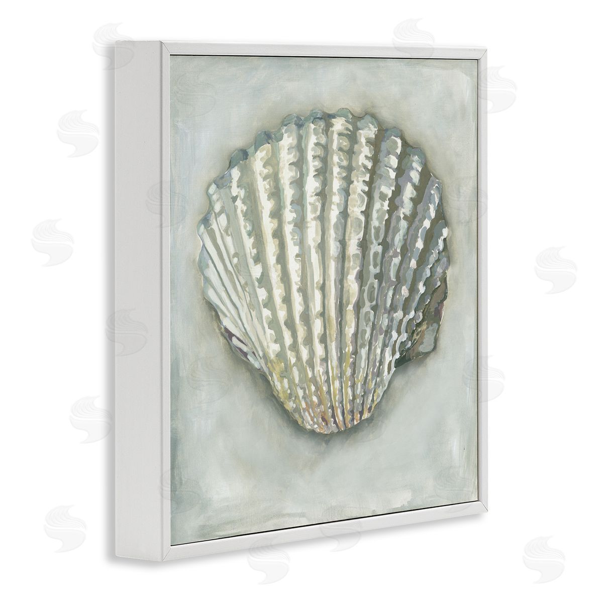 Erica Christopher Clam Shell Nautical Grey White Framed Glicee Wall Art Print