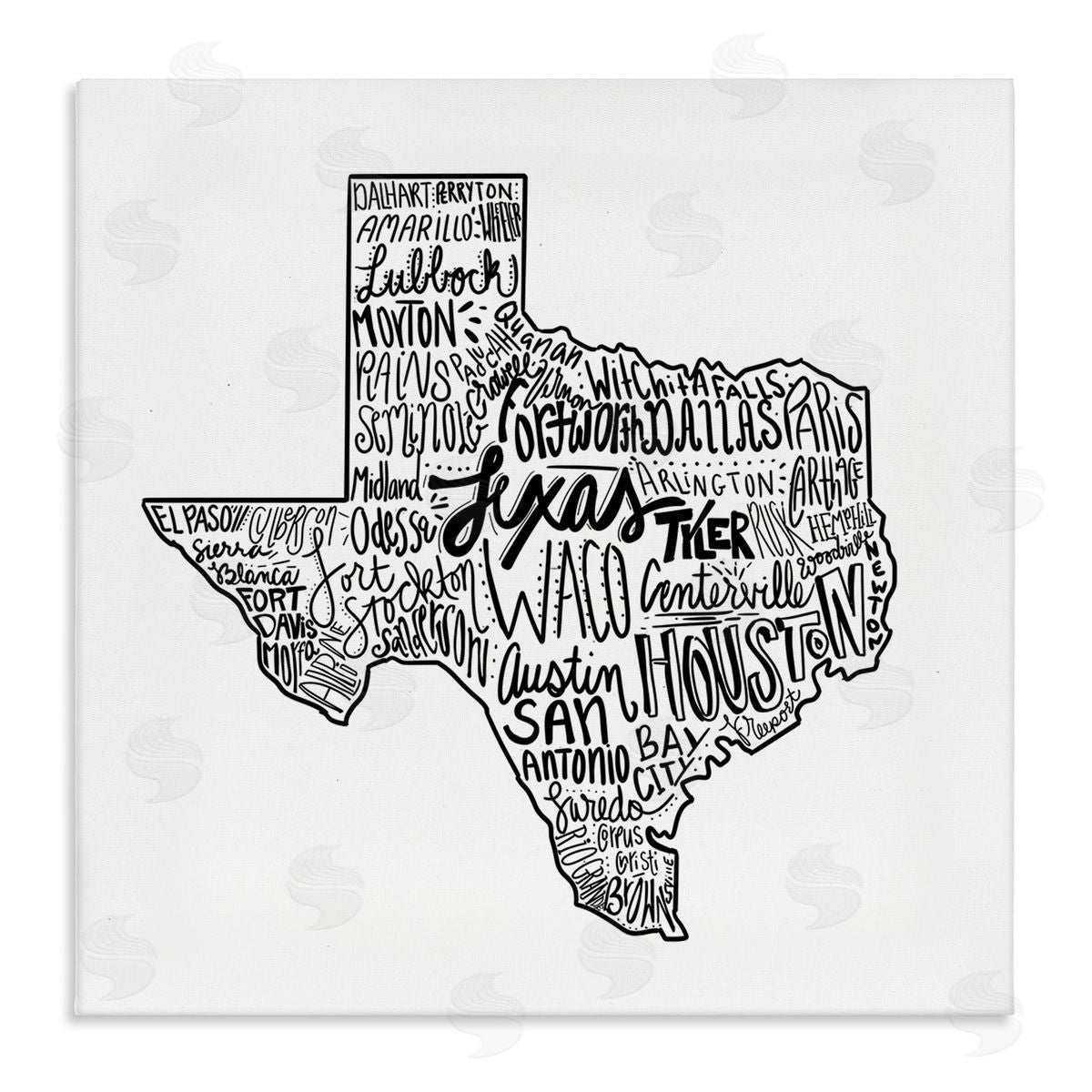 The Saturday Evening Post Texas State Typography Stretched Canvas Wall Art Print
