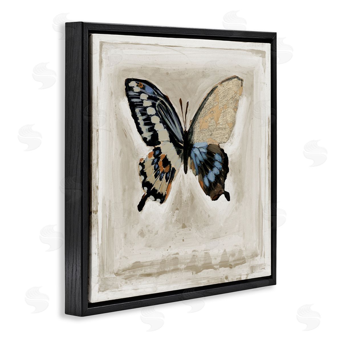 Stacy D'Aguiar Butterfly Wings Square Border Black Floating Frame Canvas Wall Art Print