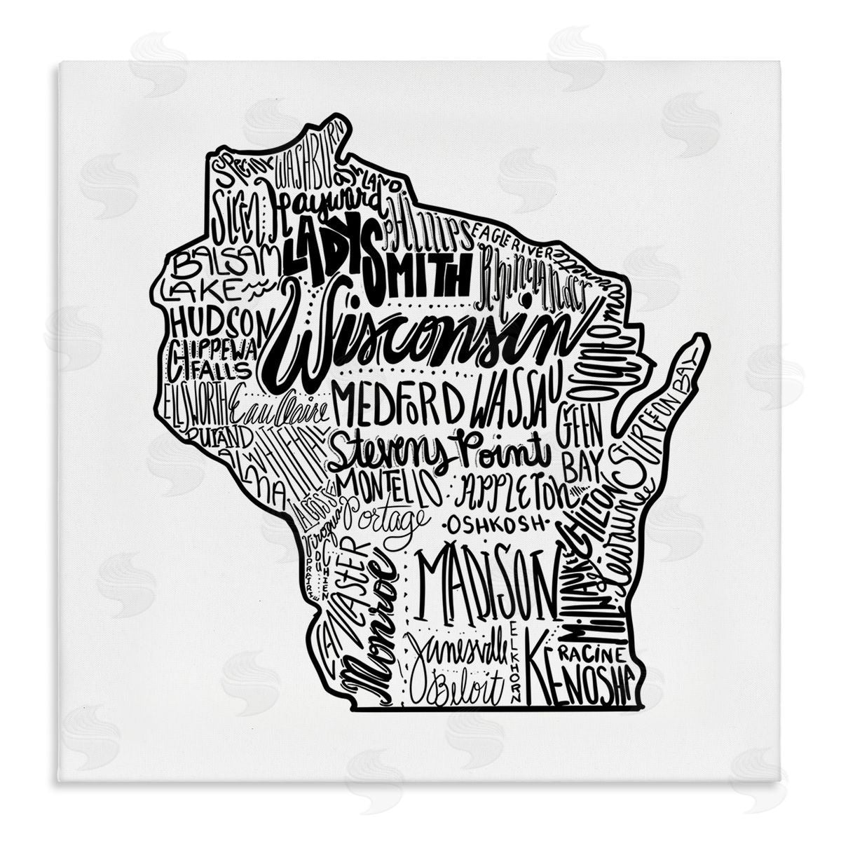 The Saturday Evening Post Wisconsin City Typography Stretched Canvas Wall Art Print