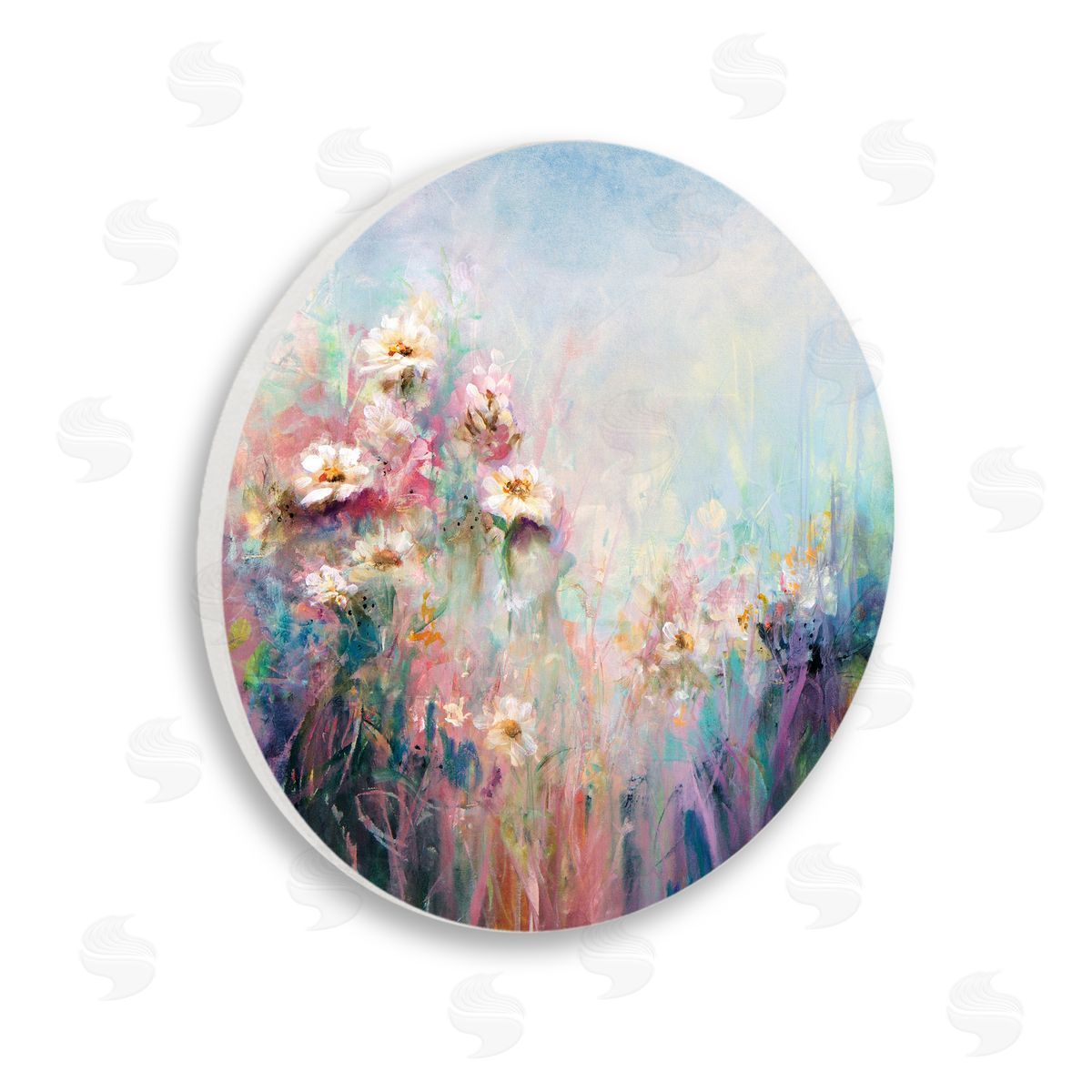 Karen Hale Modern Vivid Flower Meadow Wooden Wall Plaque Art Print