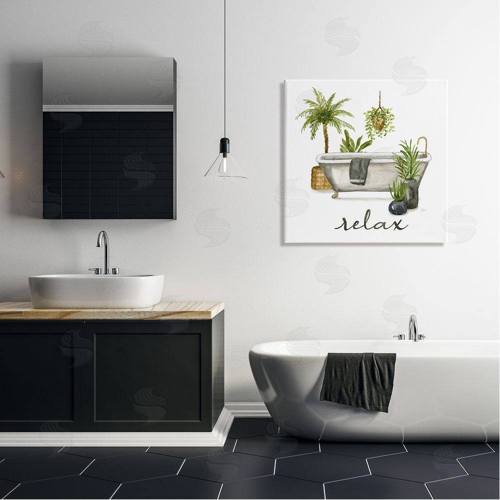 Nan Relax Tub Plants Arrangement Canvas Wall Art in Room