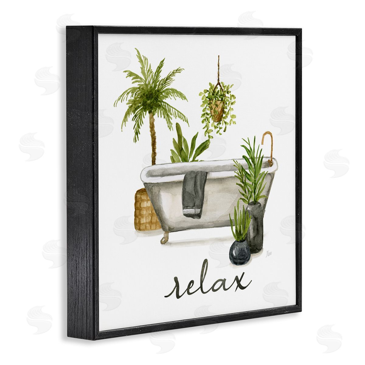Nan Relax Tub Plants Arrangement Black Framed Glicee Wall Art Print