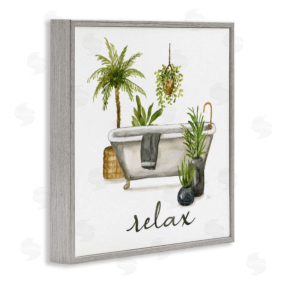 Nan Relax Tub Plants Arrangement Gray Framed Glicee Wall Art Print