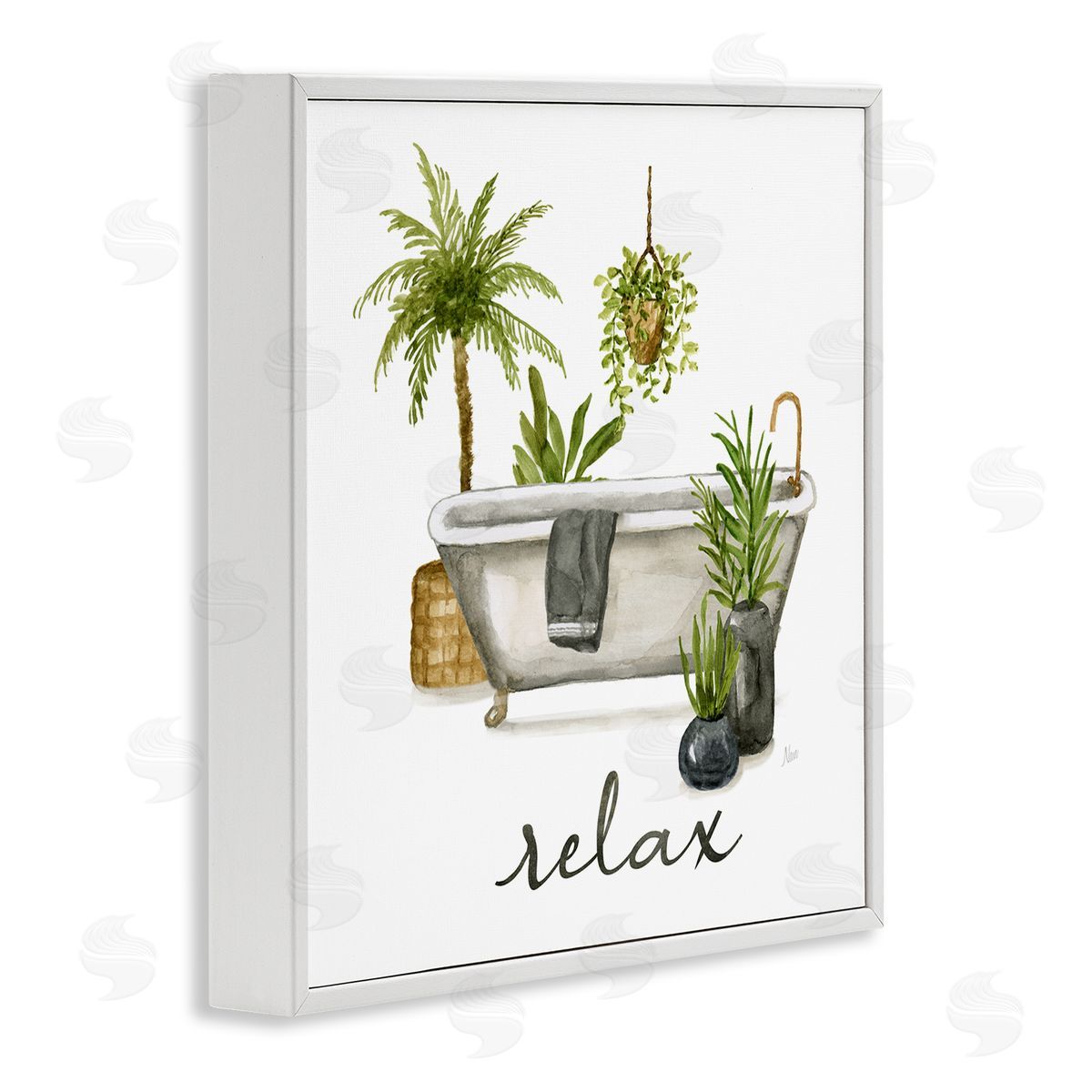 Nan Relax Tub Plants Arrangement White Framed Glicee Wall Art Print