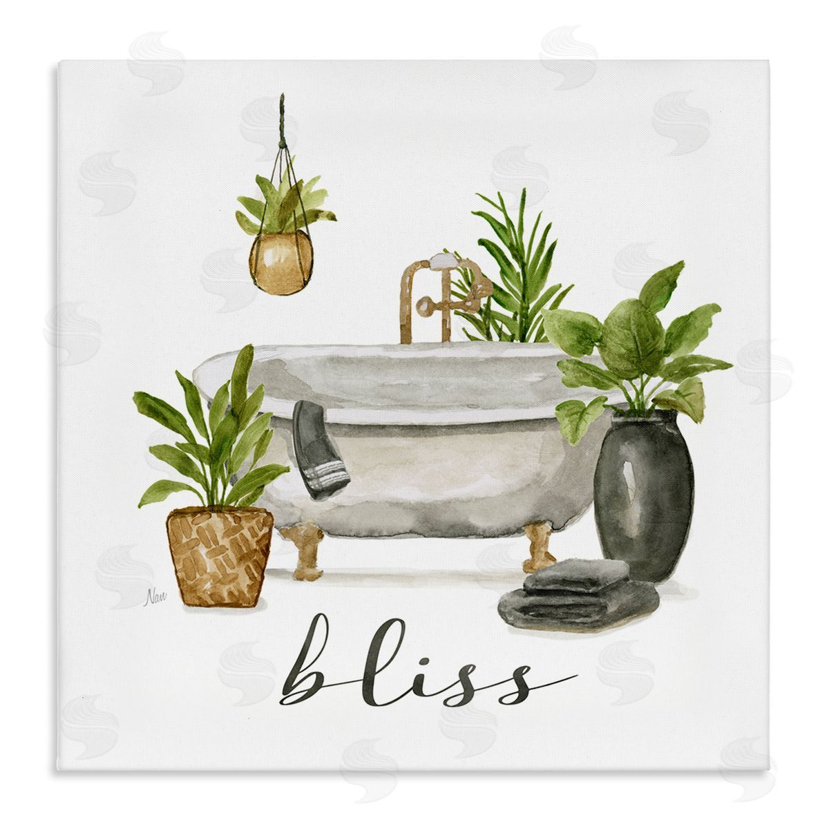 Nan Bliss Various Potted Plants Stretched Canvas Wall Art Print