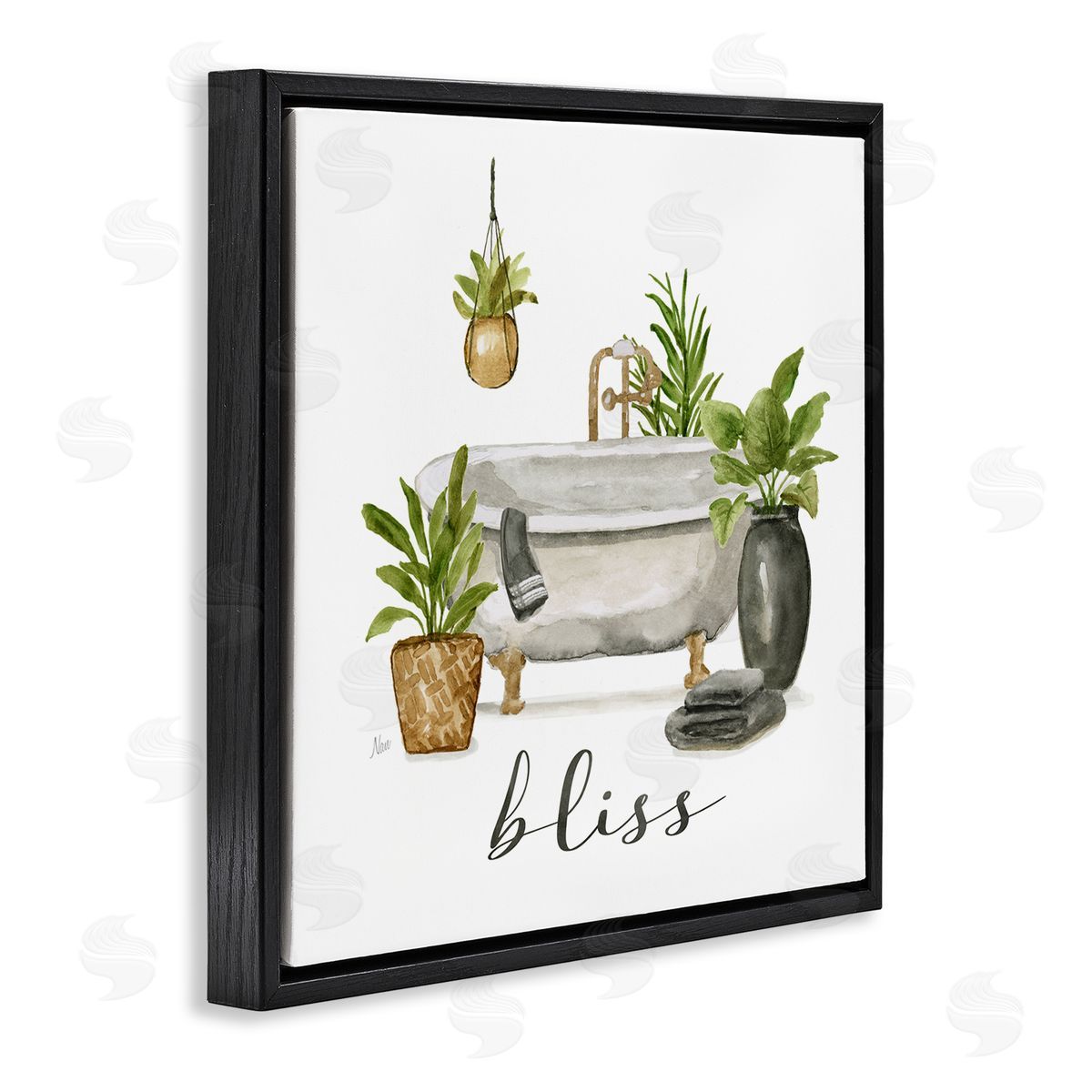 Nan Bliss Various Potted Plants Black Floating Frame Canvas Wall Art Print