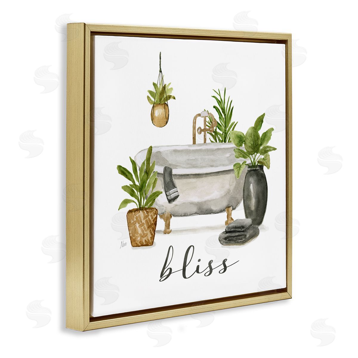 Nan Bliss Various Potted Plants Gold Floating Frame Canvas Wall Art Print