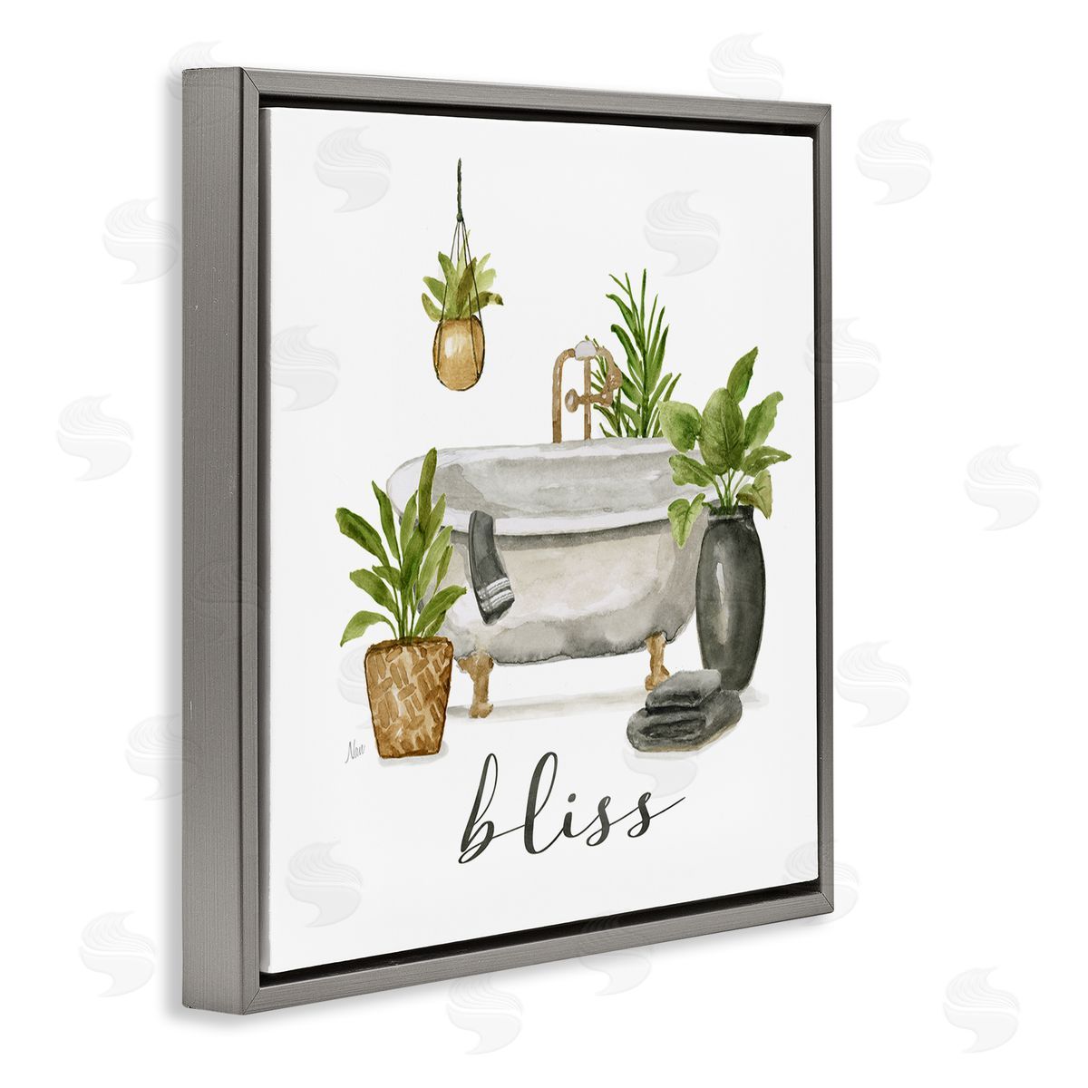 Nan Bliss Various Potted Plants Gray Floating Frame Canvas Wall Art Print