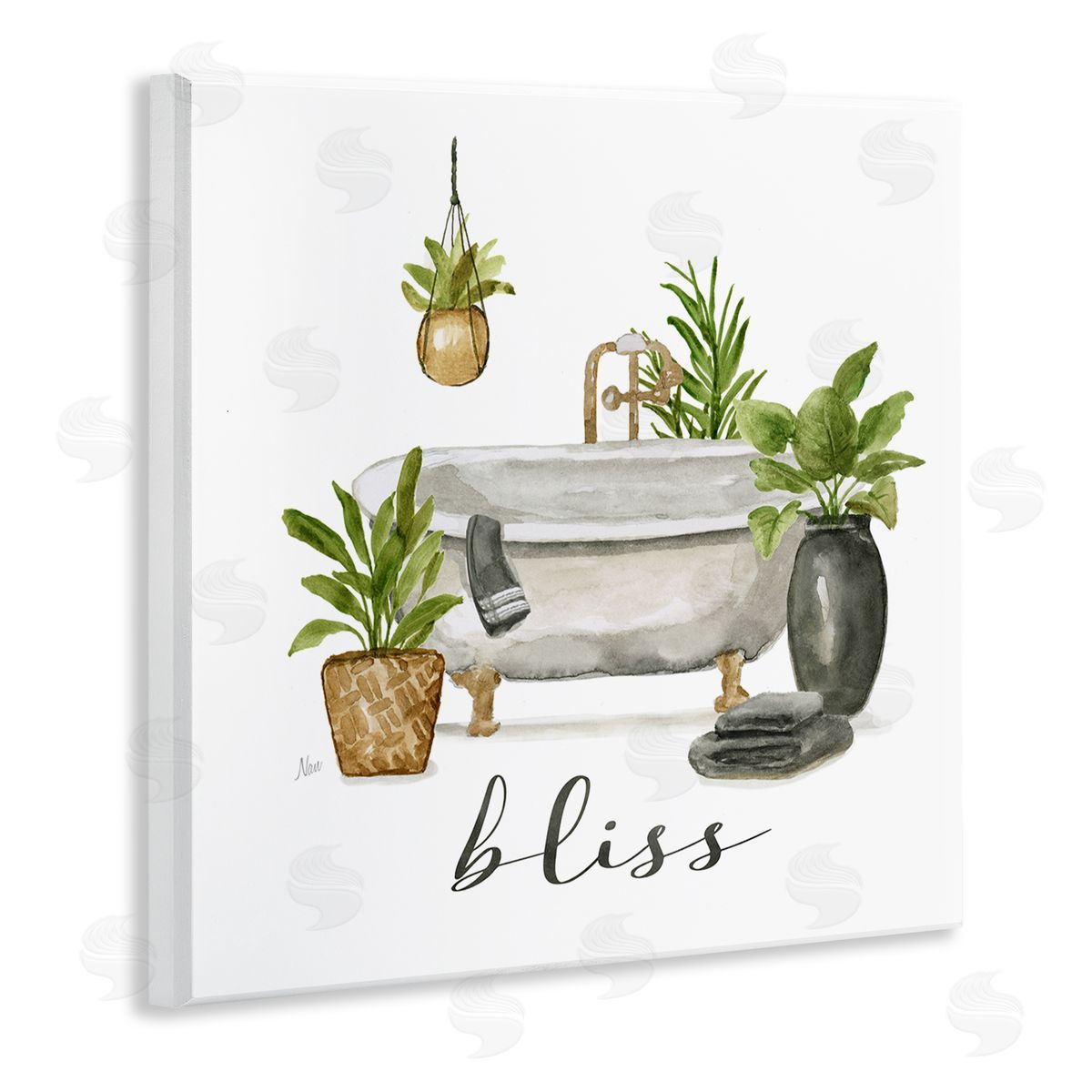 Nan Bliss Various Potted Plants Wooden Wall Plaque Art Print
