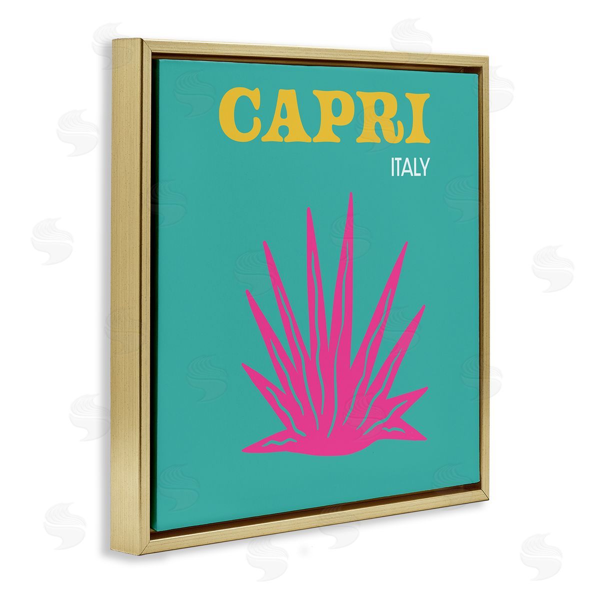 The Saturday Evening Post Capri Modern Tropical Plant Gold Floating Frame Canvas Wall Art Print