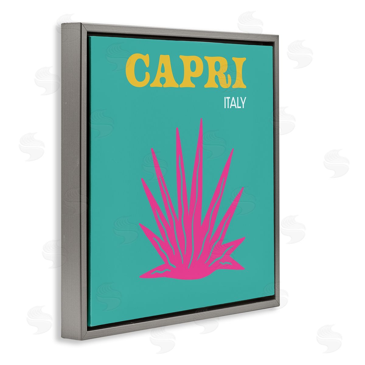 The Saturday Evening Post Capri Modern Tropical Plant Gray Floating Frame Canvas Wall Art Print