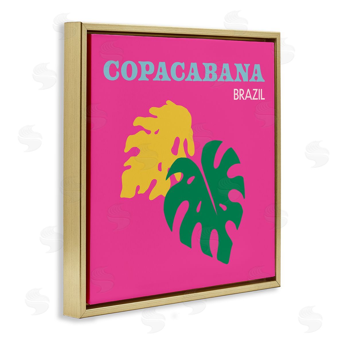 The Saturday Evening Post Bold Copacabana Plant Leaves Gold Floating Frame Canvas Wall Art Print