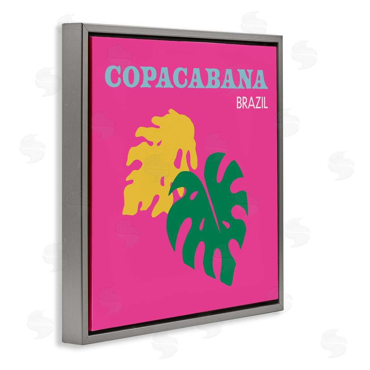 The Saturday Evening Post Bold Copacabana Plant Leaves Gray Floating Frame Canvas Wall Art Print