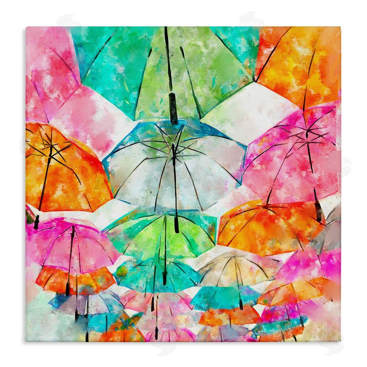 Ziwei Li Modern Bold Varied Umbrellas Stretched Canvas Wall Art Print