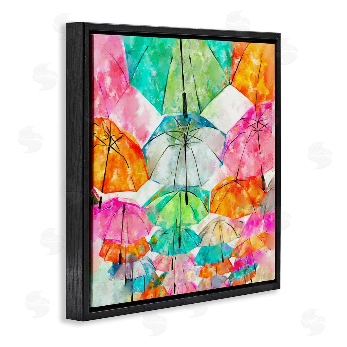 Ziwei Li Modern Bold Varied Umbrellas Black Floating Frame Canvas Wall Art Print