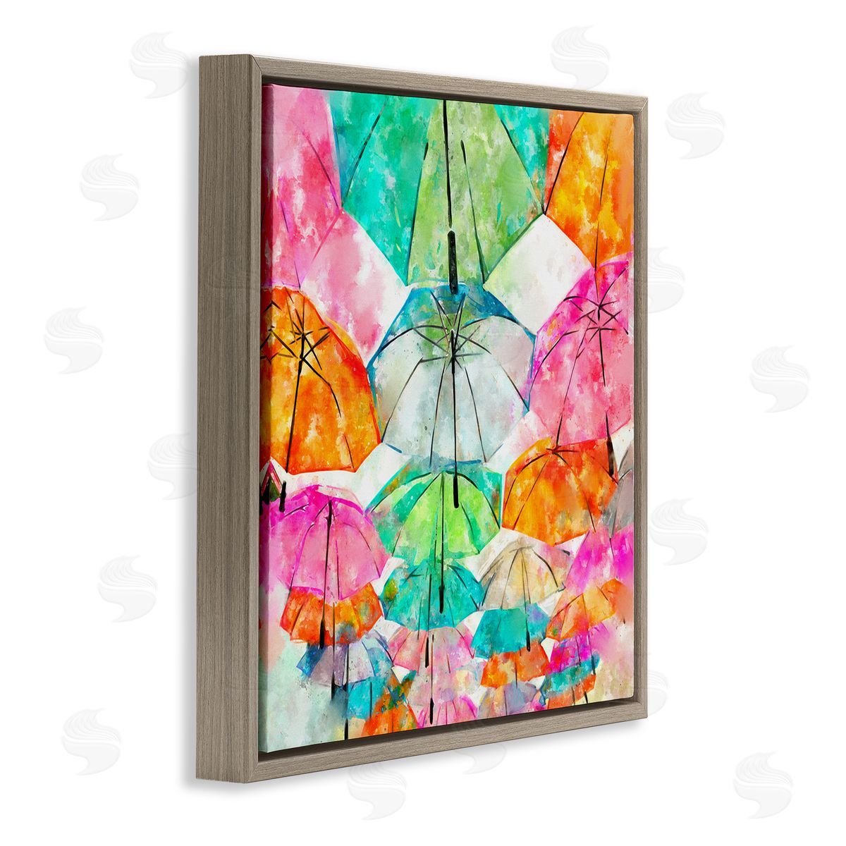 Ziwei Li Modern Bold Varied Umbrellas Brown Floating Frame Canvas Wall Art Print