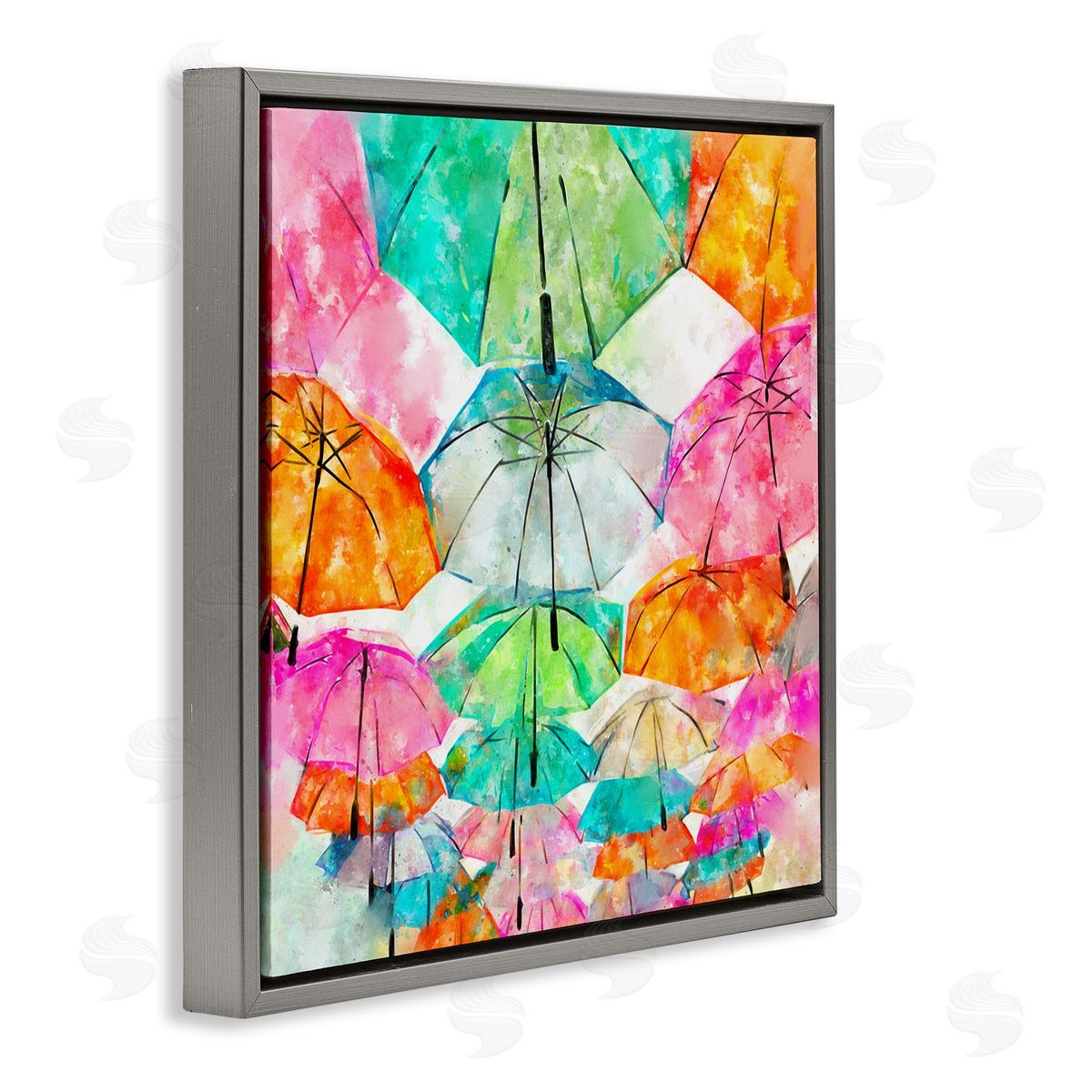 Ziwei Li Modern Bold Varied Umbrellas Gray Floating Frame Canvas Wall Art Print
