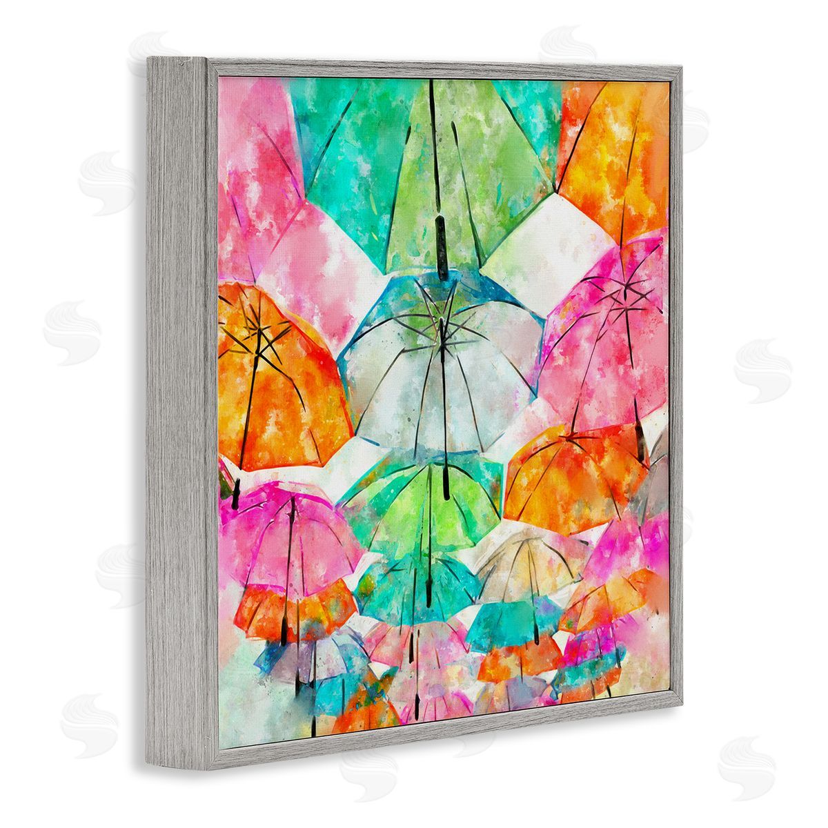 Ziwei Li Modern Bold Varied Umbrellas Gray Framed Glicee Wall Art Print