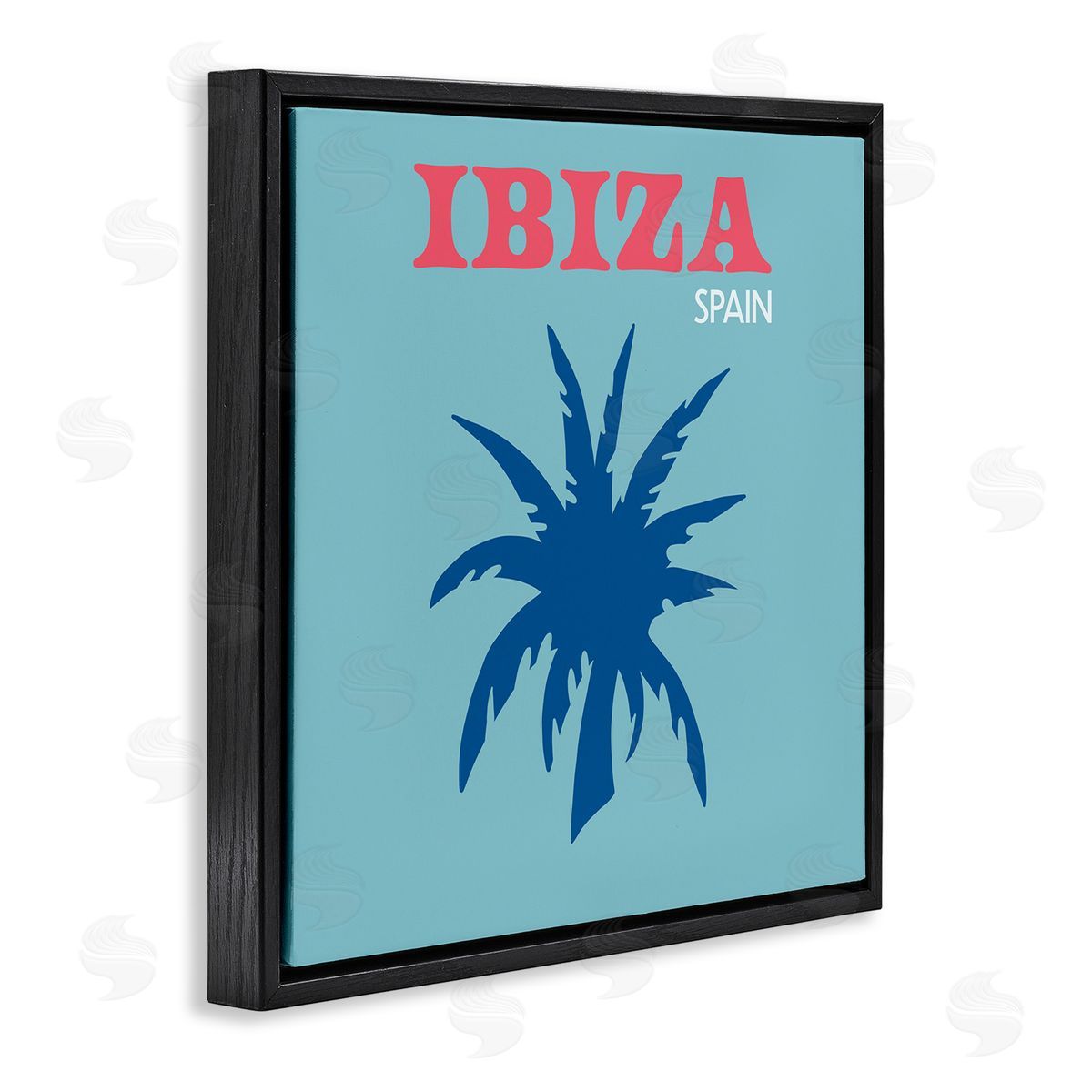 The Saturday Evening Post Ibiza Palm Tree Silhouette Black Floating Frame Canvas Wall Art Print