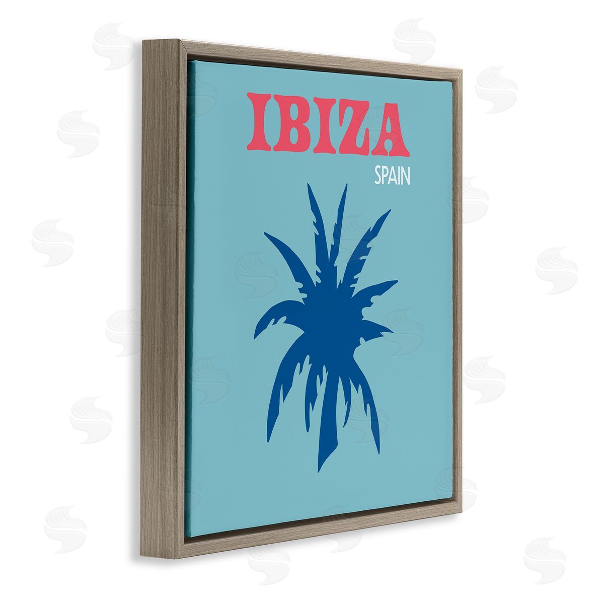 The Saturday Evening Post Ibiza Palm Tree Silhouette Brown Floating Frame Canvas Wall Art Print