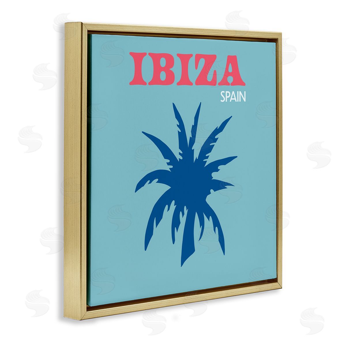 The Saturday Evening Post Ibiza Palm Tree Silhouette Gold Floating Frame Canvas Wall Art Print