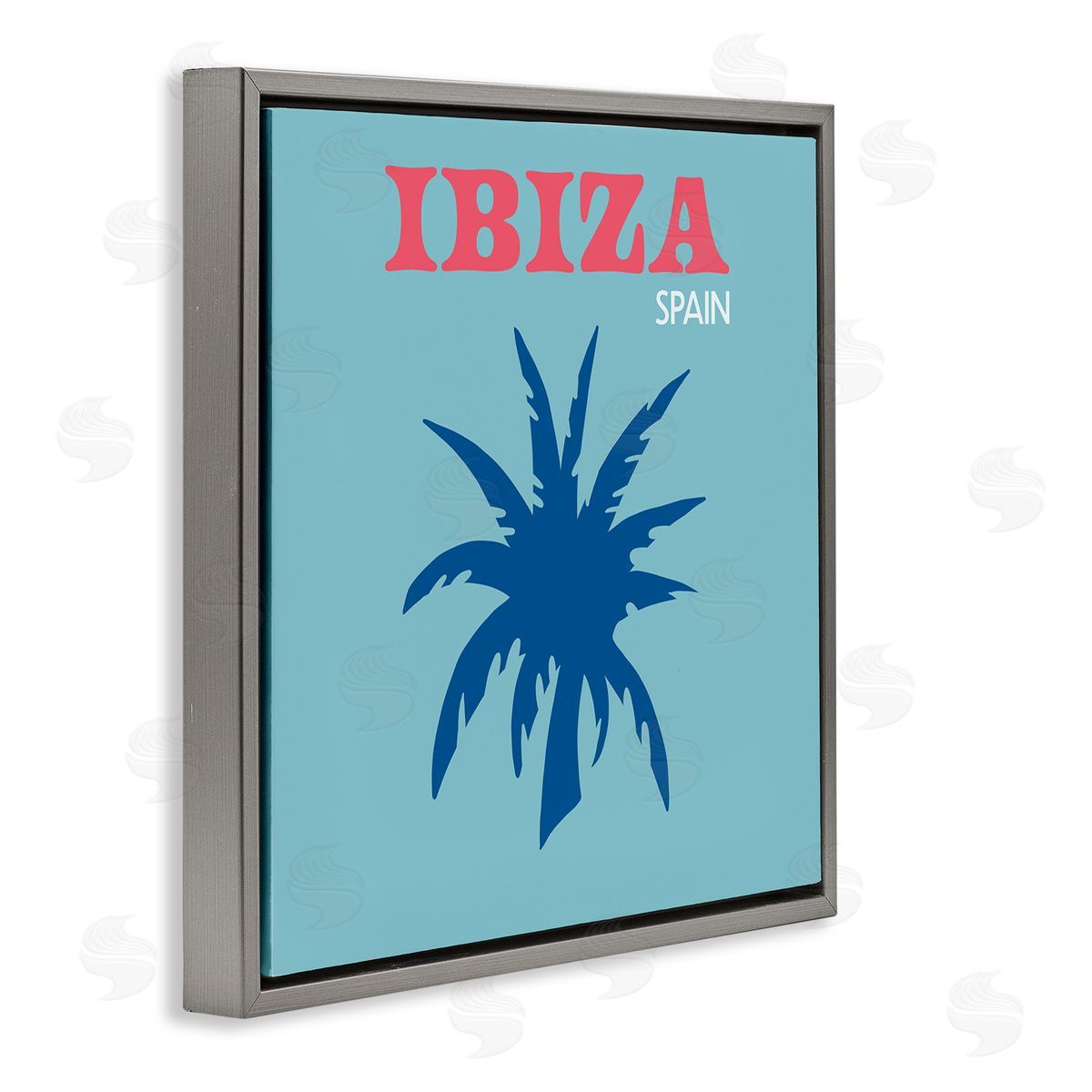 The Saturday Evening Post Ibiza Palm Tree Silhouette Gray Floating Frame Canvas Wall Art Print