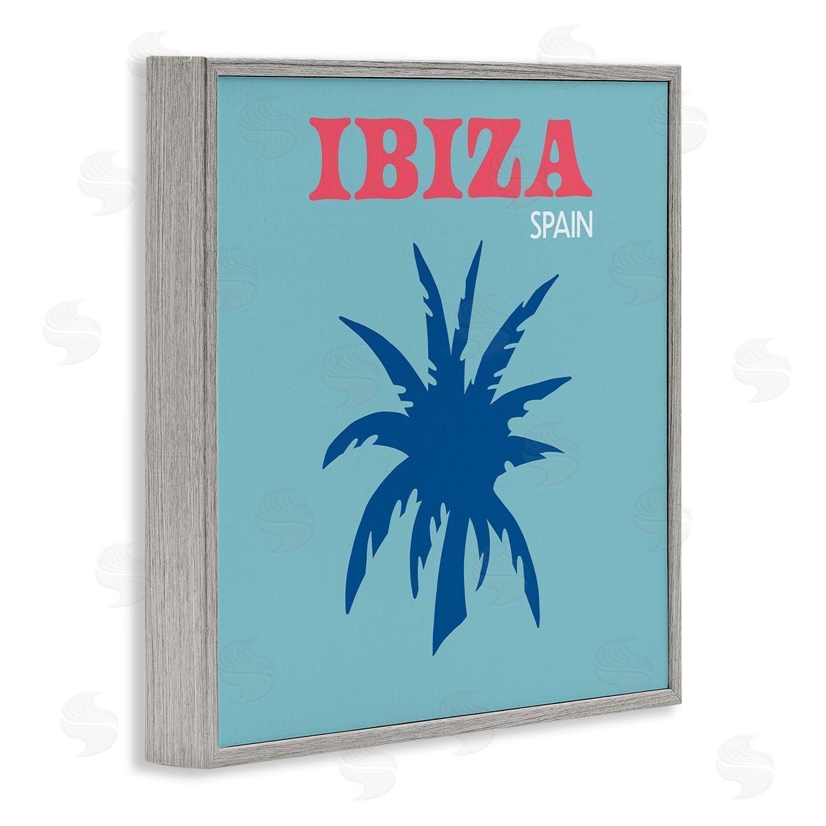 The Saturday Evening Post Ibiza Palm Tree Silhouette Gray Framed Glicee Wall Art Print