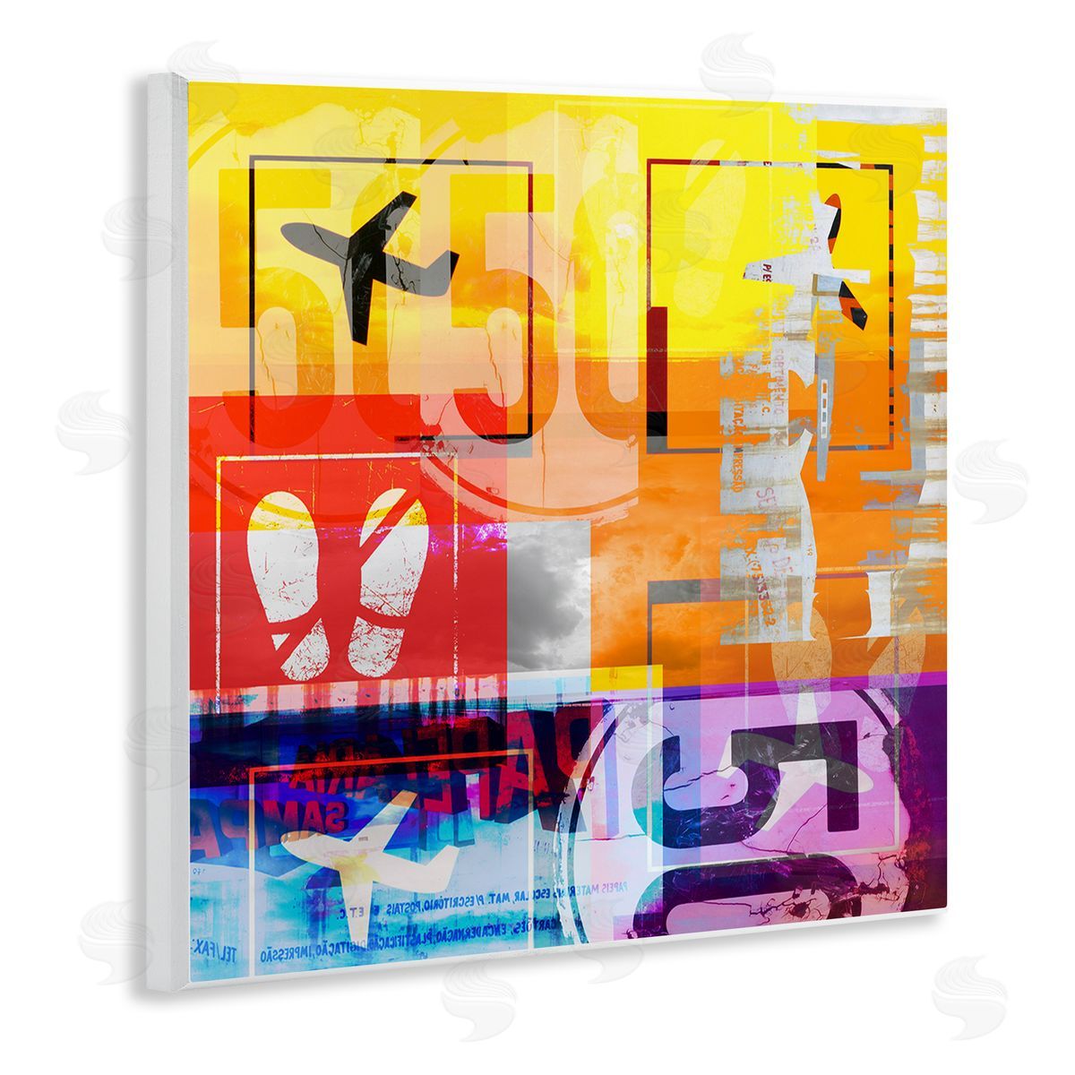 Bold Airplanes Typography Collage Wood Plaque Wall Art, Home Decor by Jan Weiss