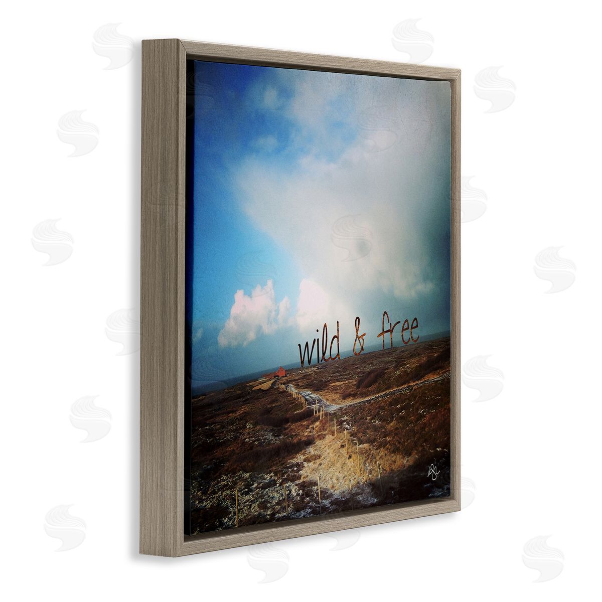 K. Kaufman Wild & Free Rural Landscape Brown Floating Frame Canvas Wall Art Print