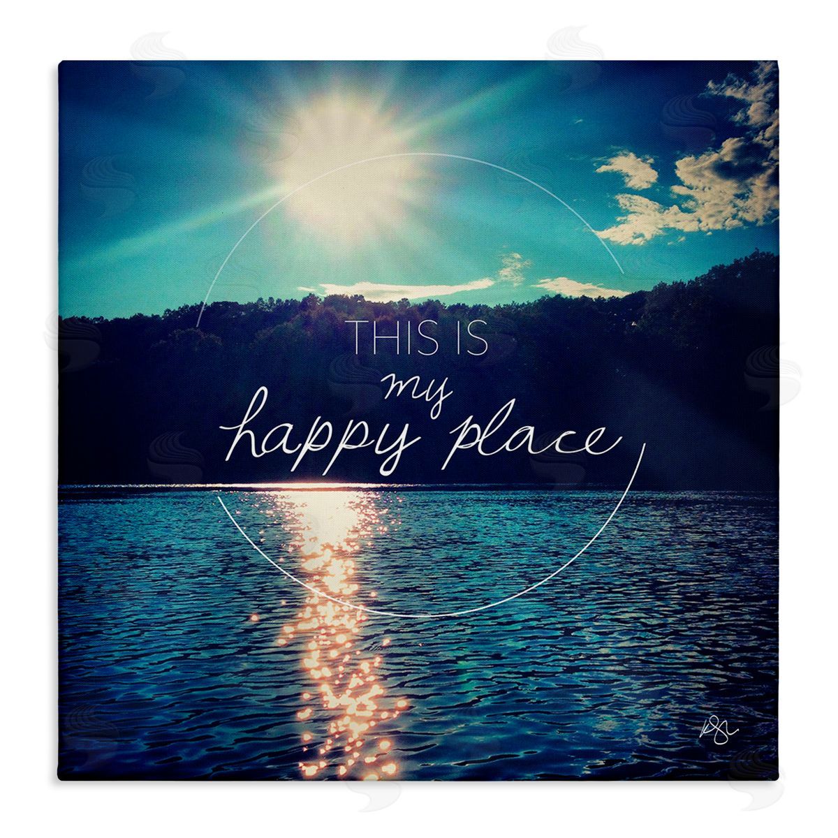 K. Kaufman My Happy Place Lake Scenery Stretched Canvas Wall Art Print