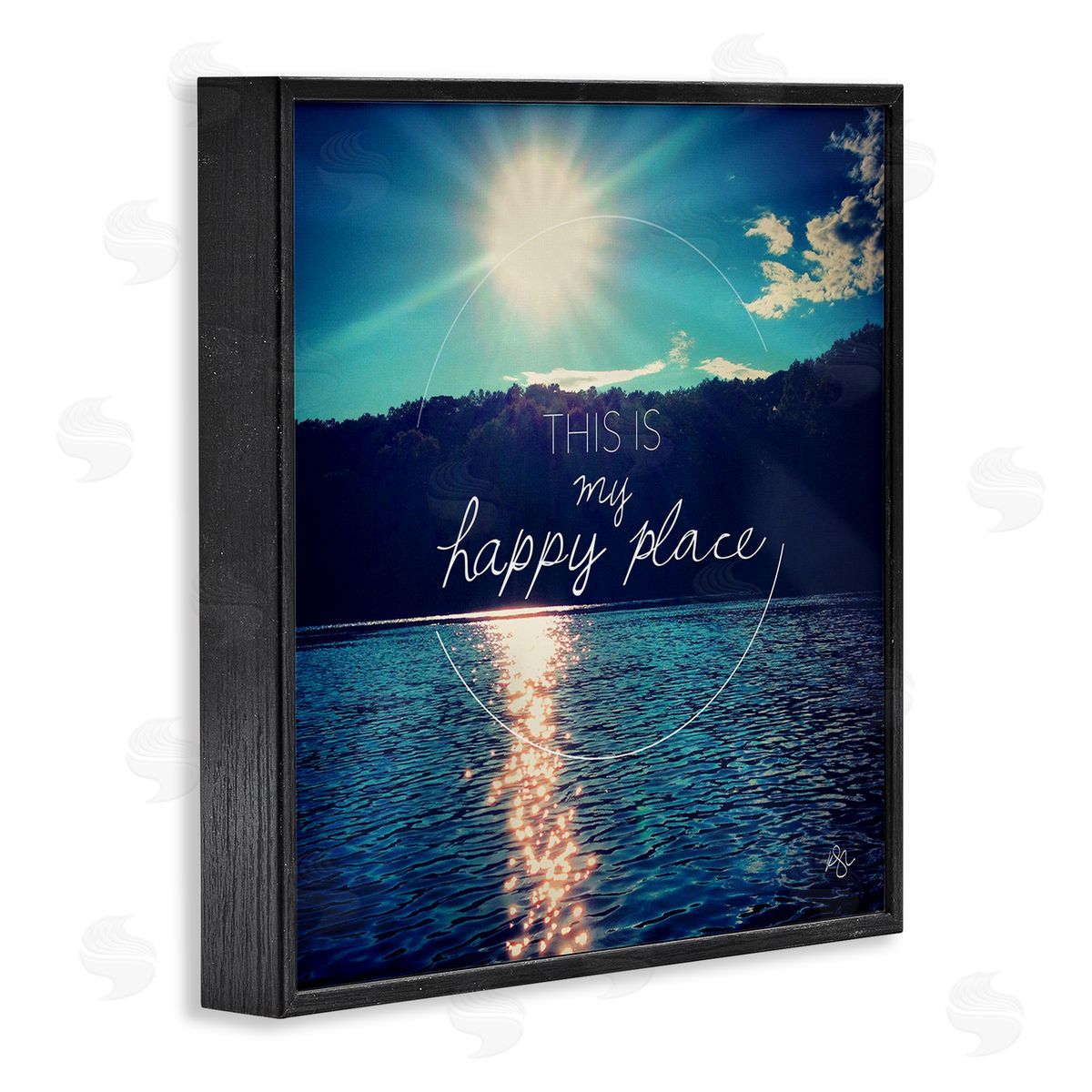 K. Kaufman My Happy Place Lake Scenery Black Framed Glicee Wall Art Print