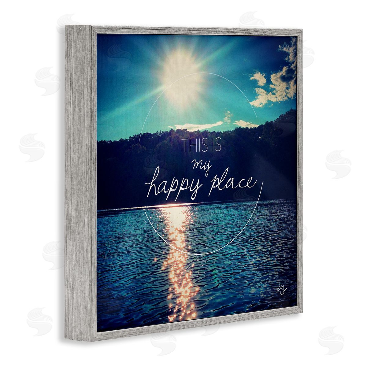 K. Kaufman My Happy Place Lake Scenery Gray Framed Glicee Wall Art Print