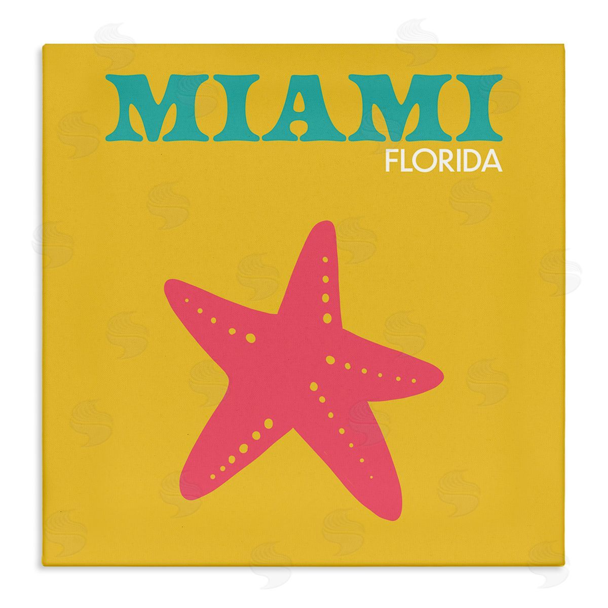 The Saturday Evening Post Vivid Miami Starfish Silhouette  Stretched Canvas Wall Art Print