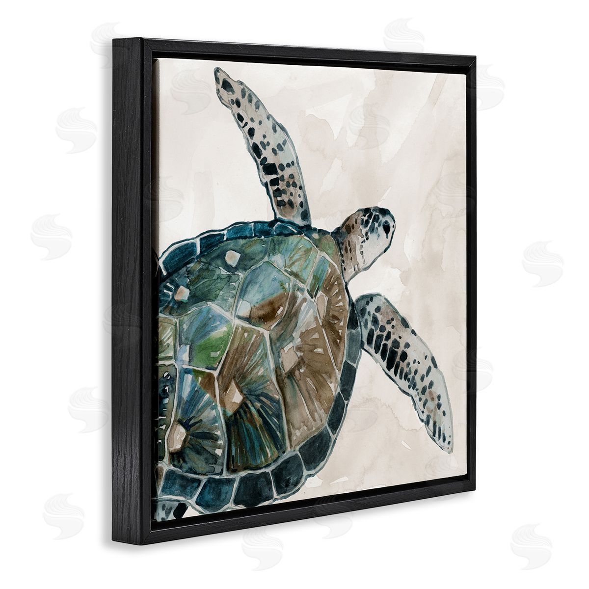 Carol Robinson Brown Tortoise Sea Life Black Floating Frame Canvas Wall Art Print