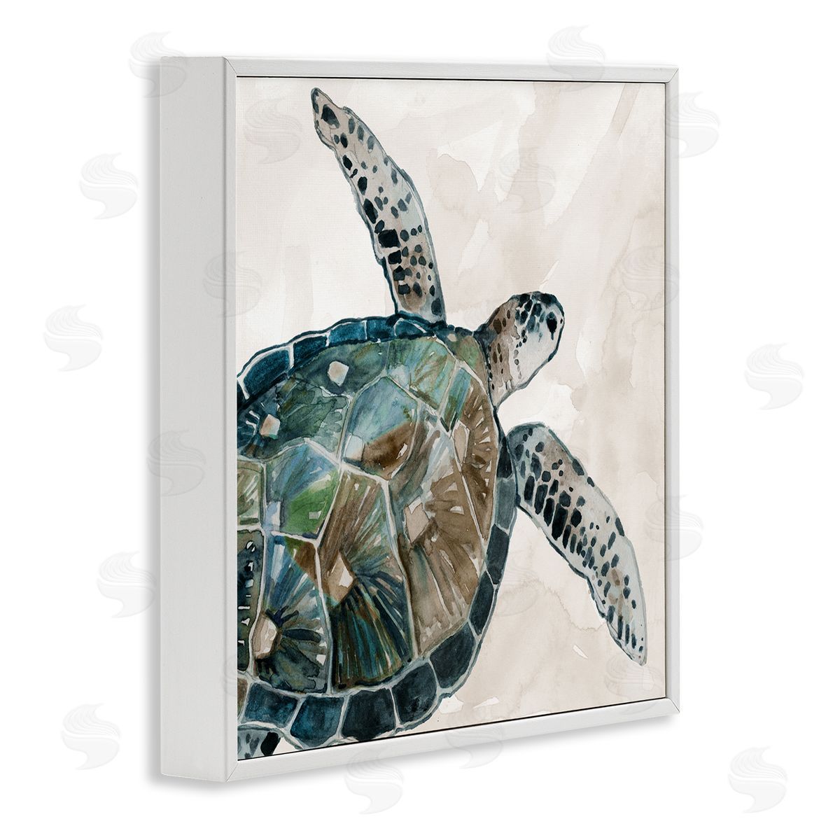 Carol Robinson Brown Tortoise Sea Life White Framed Glicee Wall Art Print